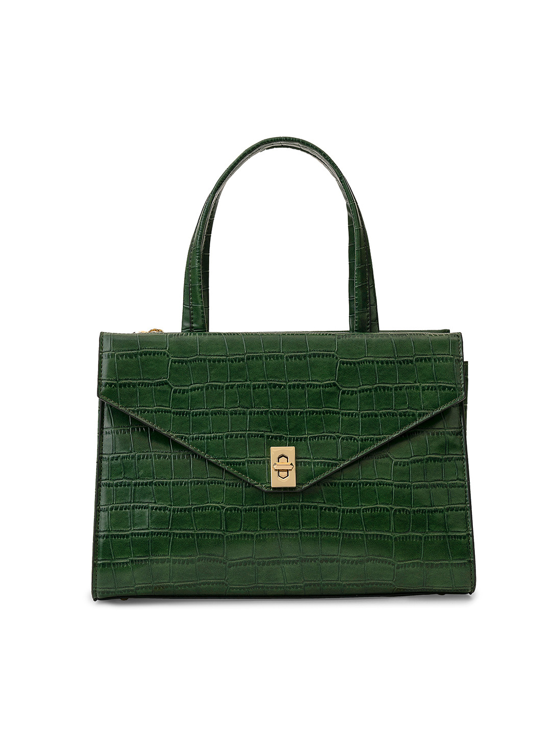 

MIRAGGIO Green Textured Structured Satchel Handbags