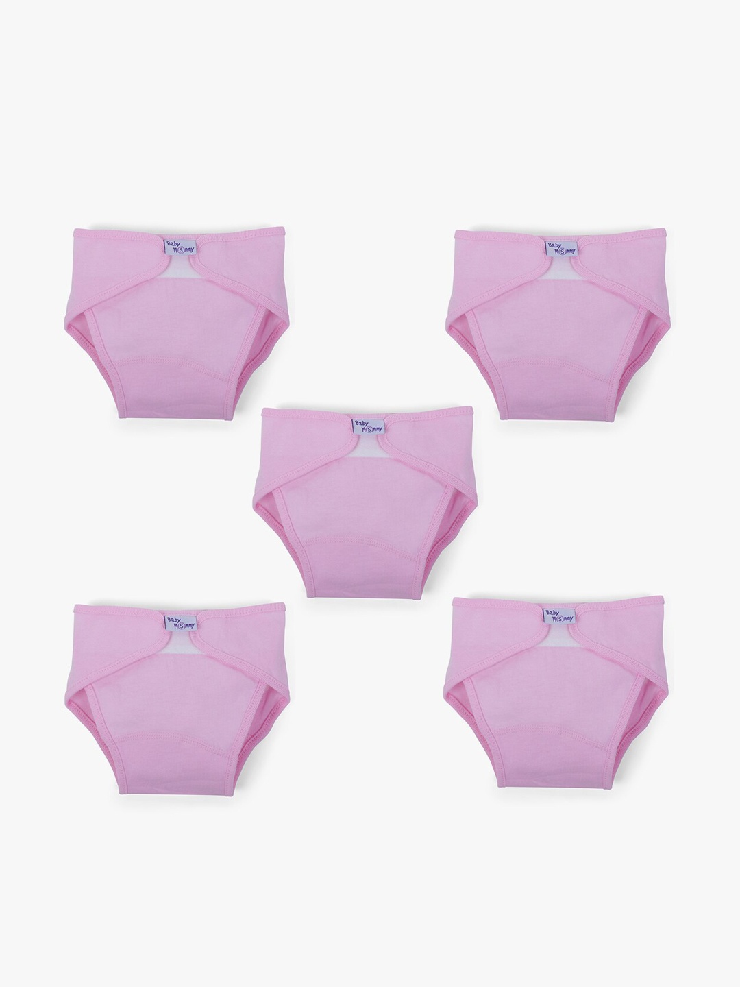 

POKORY Infant Kids Pack Of 5 Pink Solid Pure Cotton Nappy Pads