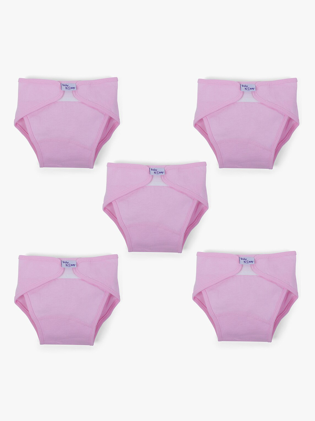 

POKORY Infant Kids Pack Of 5 Pink Solid Pure Cotton Nappy Pads