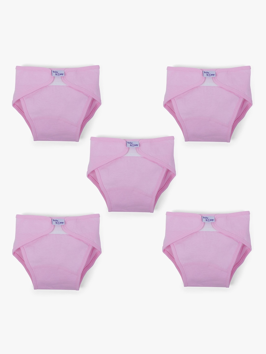 

POKORY Infant Kids Pack Of 5 Pink Solid Pure Cotton Nappy Pads