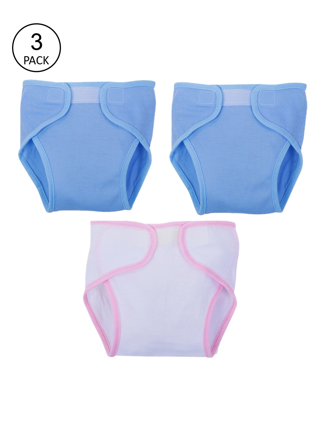 

POKORY Infants Kids Pack of 3 Assorted Pure Cotton Nappy Cloth Diaper Langot, Multi