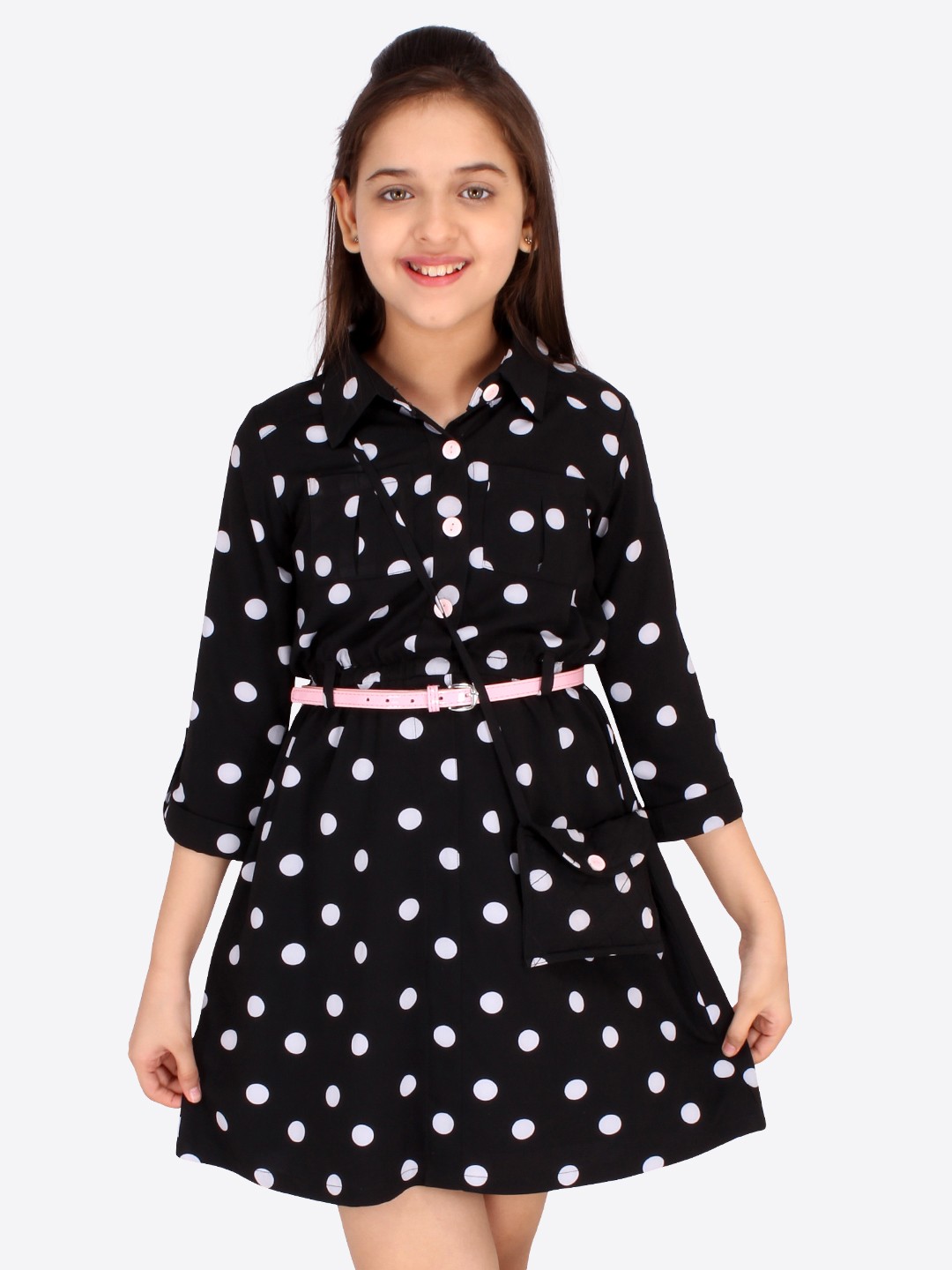 

CUTECUMBER Girls Black & White Shirt Dress