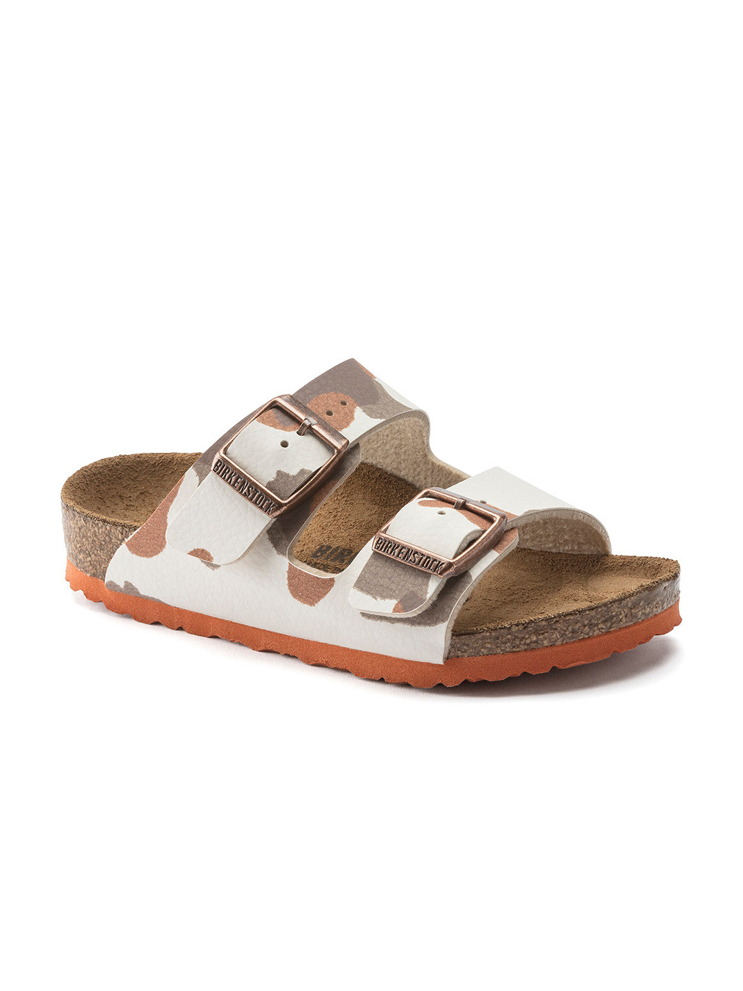 

Birkenstock Arizona Eggshell Narrow Width Birko-Flor Two-Strap Sandals, Multi