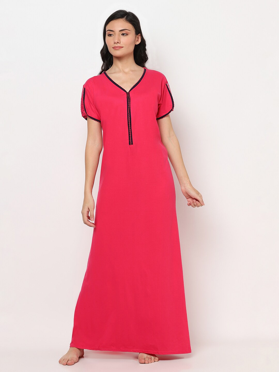 

TRUNDZ Pink Printed Maxi Nightdress