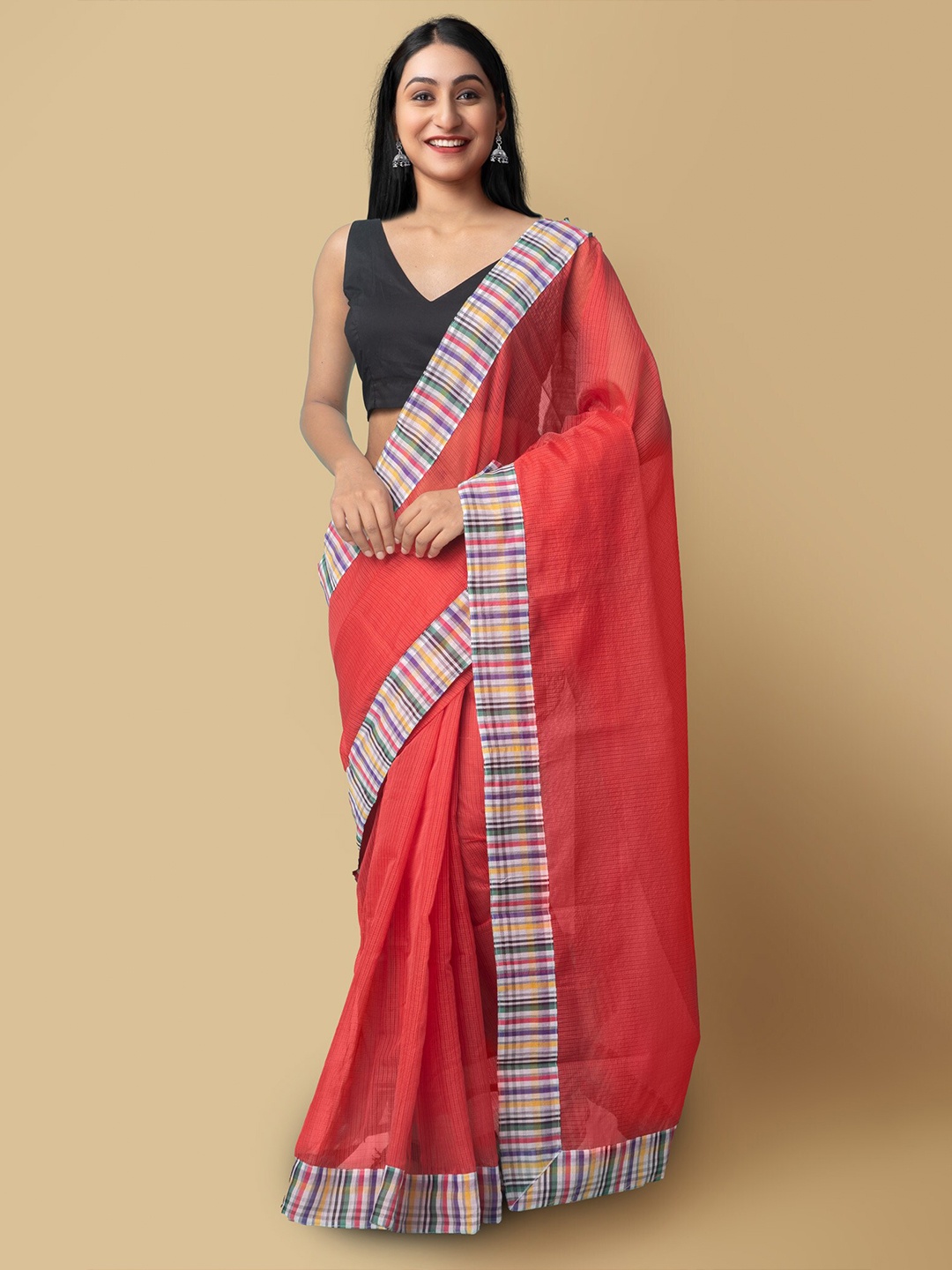 

Unnati Silks Women Red & White Chanderi Art Silk Saree