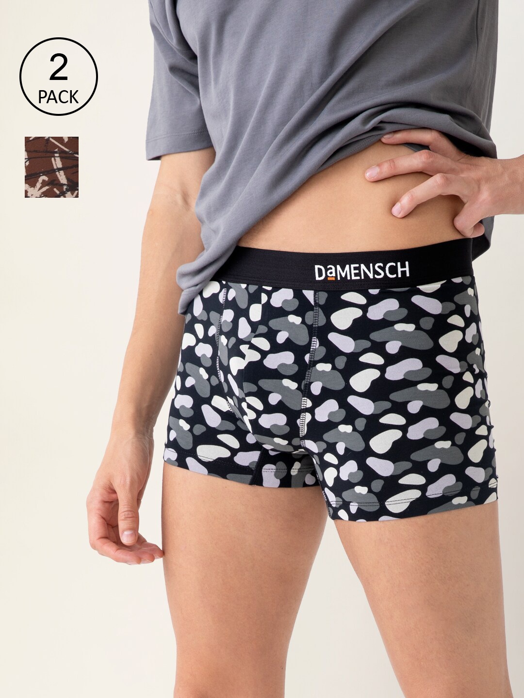 

DAMENSCH Men DEO-SOFT Deodorizing Micro Modal Printed Trunks Pack of 2, Multi