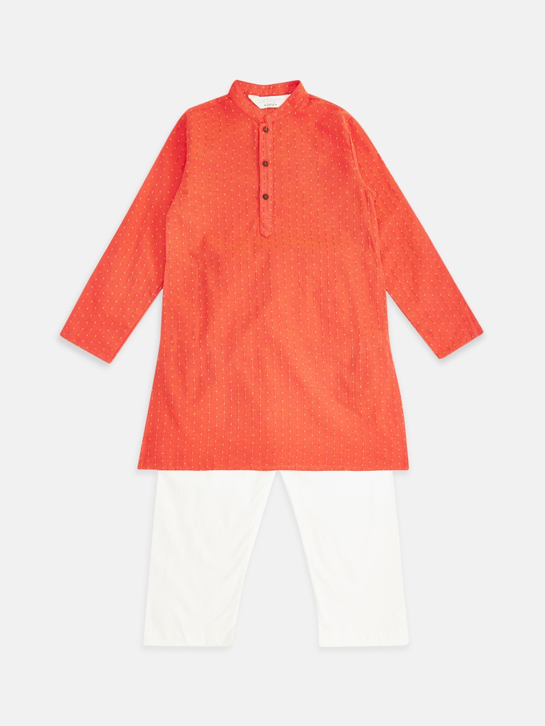

indus route by Pantaloons Boys Rust Red Regular Pure Cotton Kurta with Pyjamas