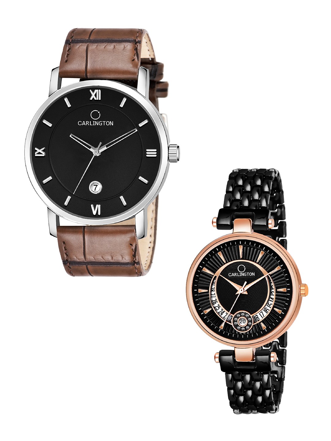 

CARLINGTON Women Multicoloured Embellished Dial & Multicoloured Stainless Steel Straps Analogue Watch, Brown