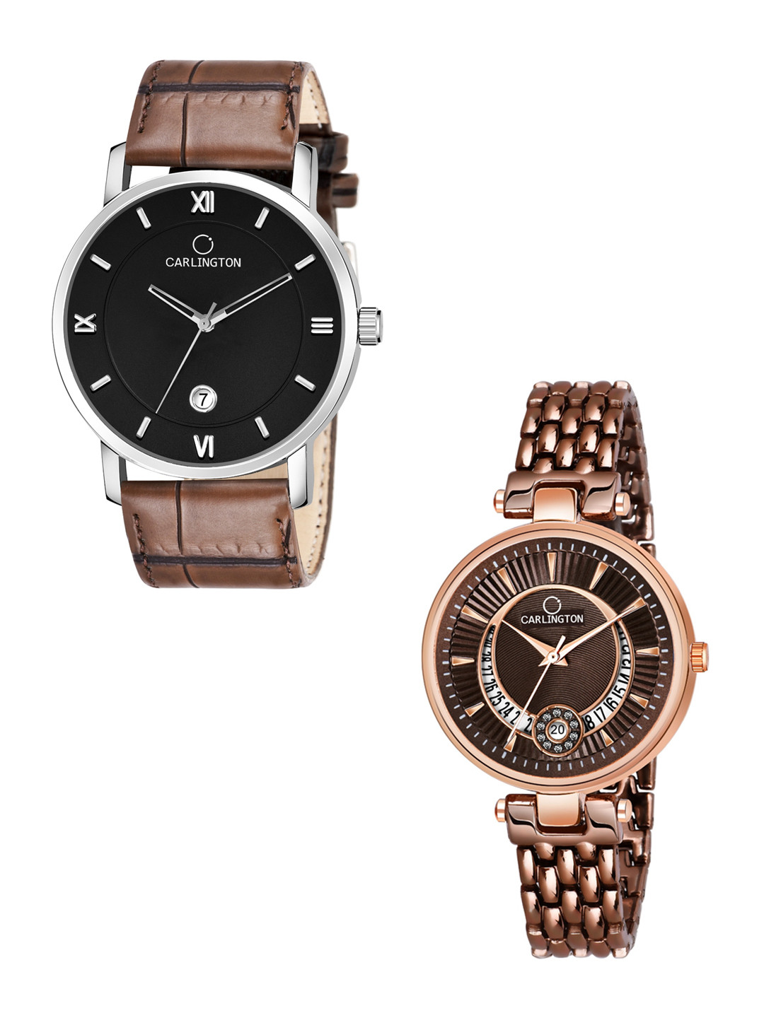 

CARLINGTON Set of 2 Women Analogue Watch Combo G02L Brown - Bella Brown