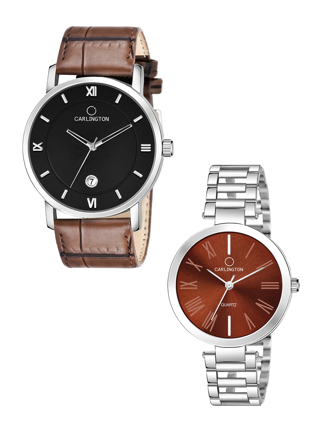 

CARLINGTON Set of 2 Women Analogue Watch Combo G02L Brown - 112 Brown
