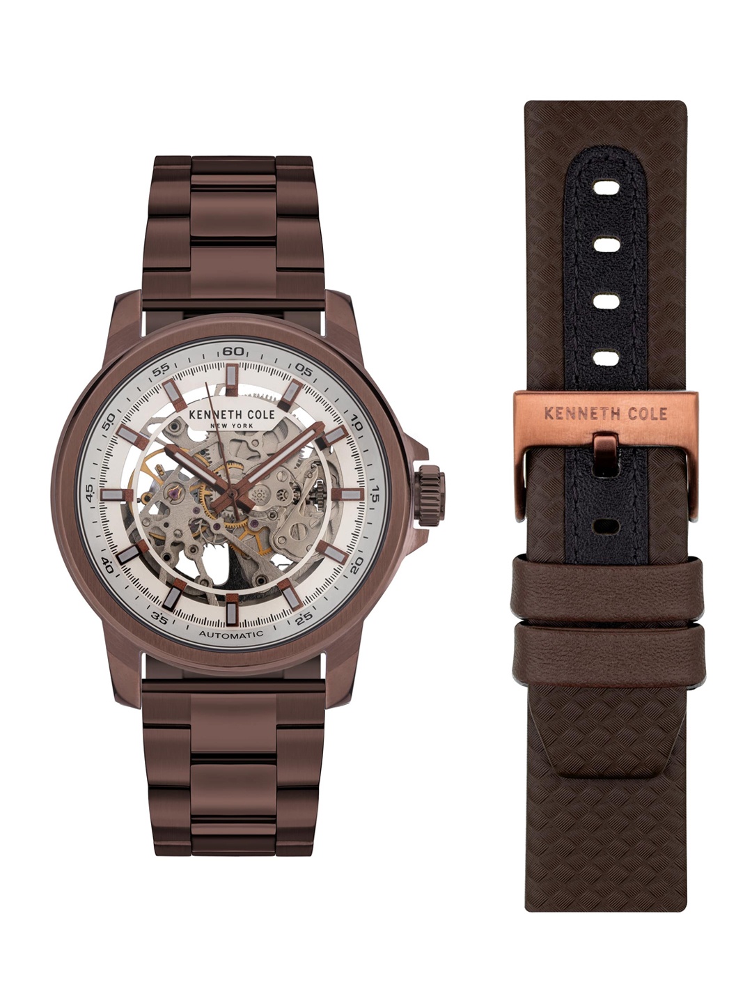 

Kenneth Cole Men Silver-Toned Printed Dial & Brown Analogue Watch - KCWGL2104102MN