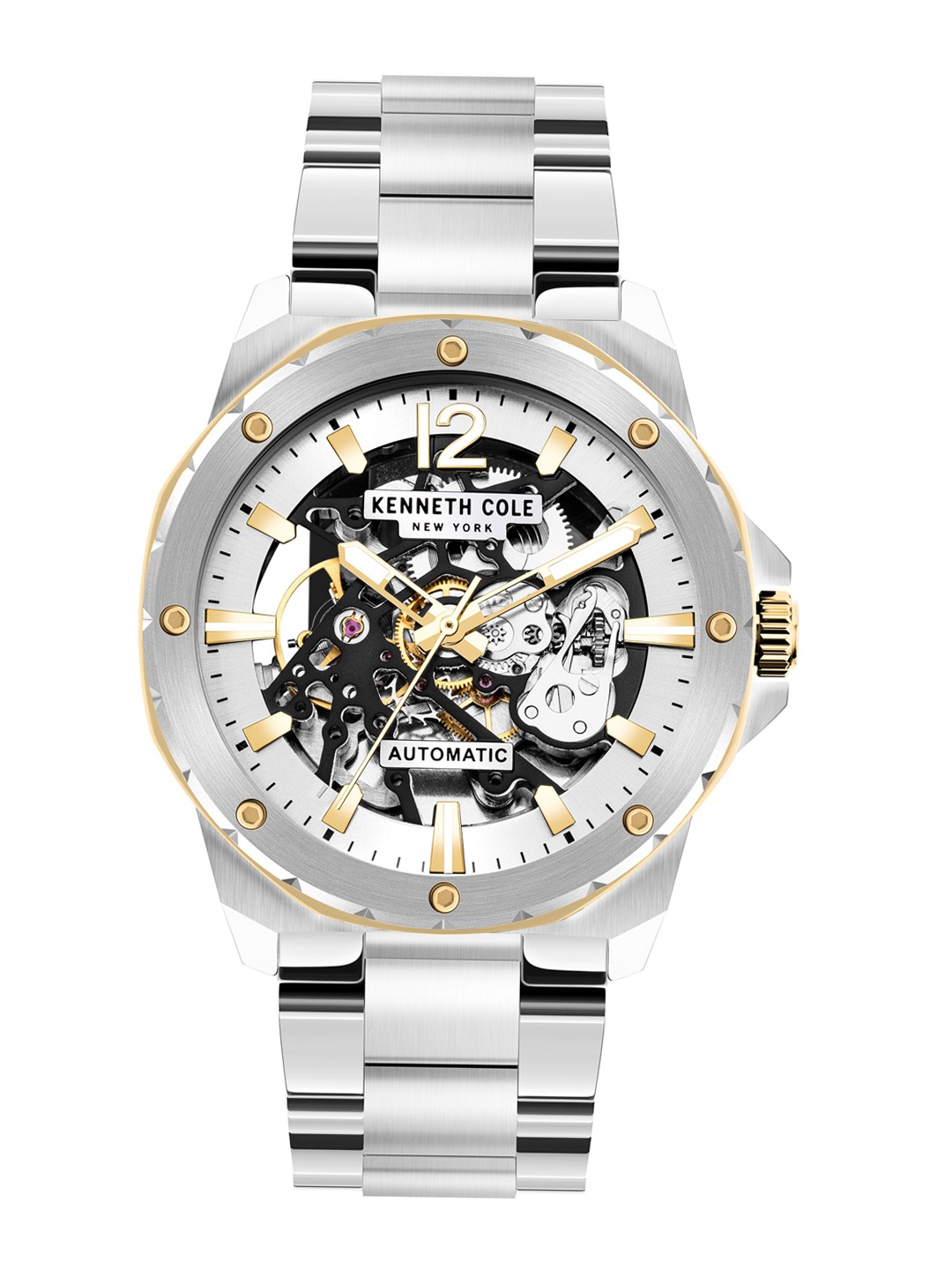 

Kenneth Cole Men White Skeleton Dial & Steel Toned Analogue Watch - KCWGL2104202MN