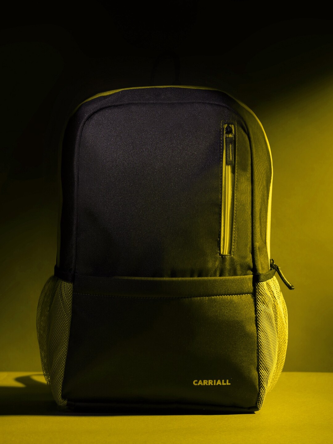 

CARRIALL Unisex Yellow & Black Backpack with Reflective Strip