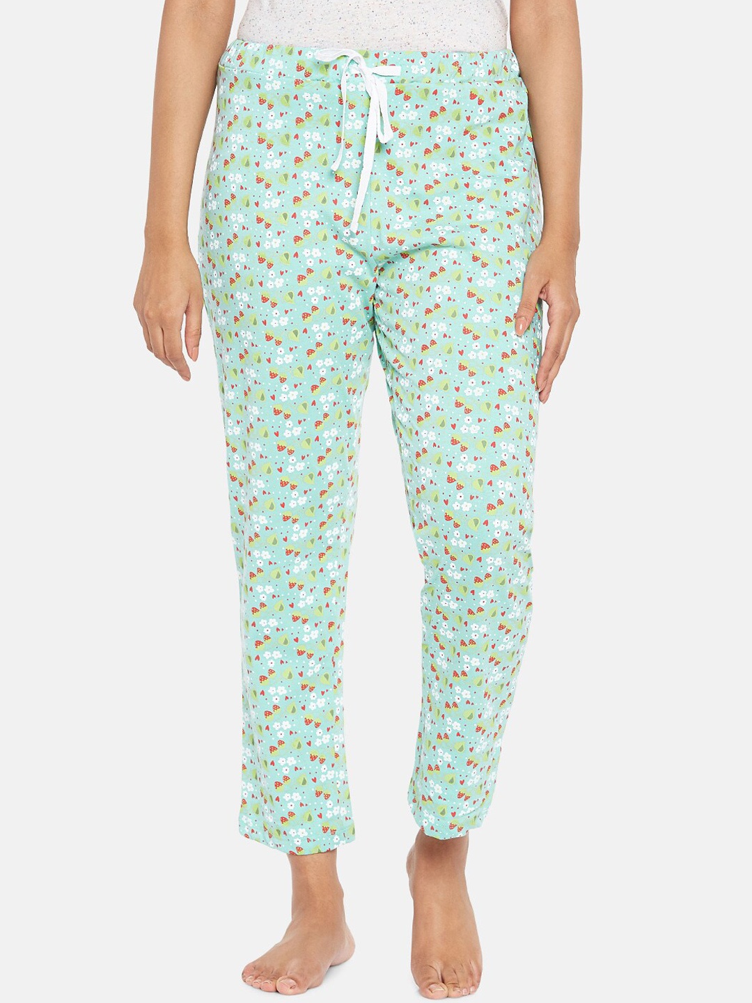 

People Women White & Green Printed Lounge Pants