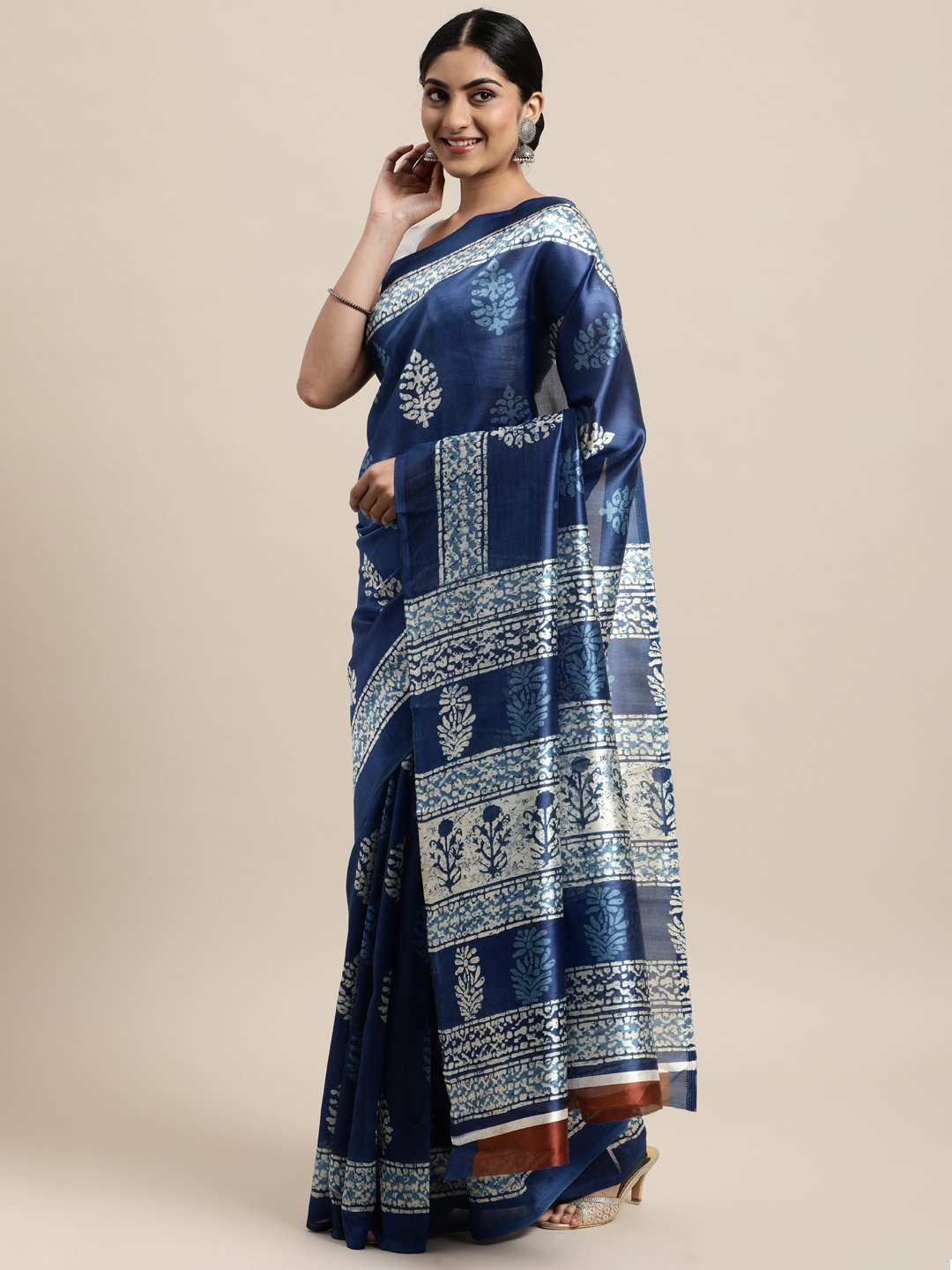 

KALINI Blue Ethnic Motifs Art Silk Saree