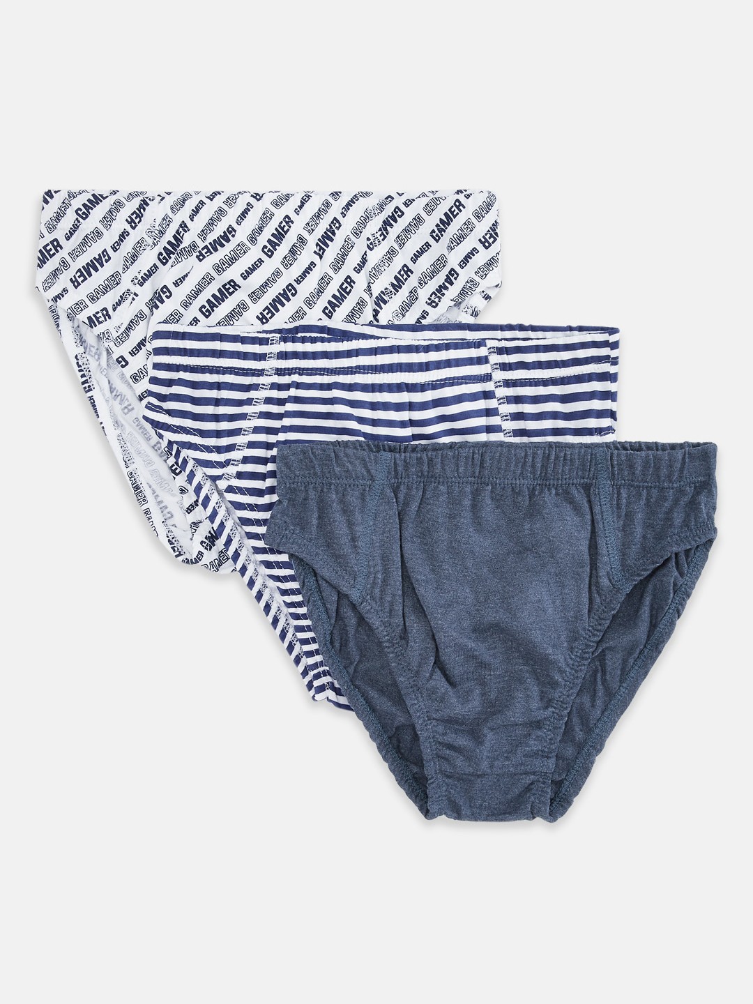 

Pantaloons Junior Boys Pack Of 3 Pure Cotton Basic Briefs, Blue