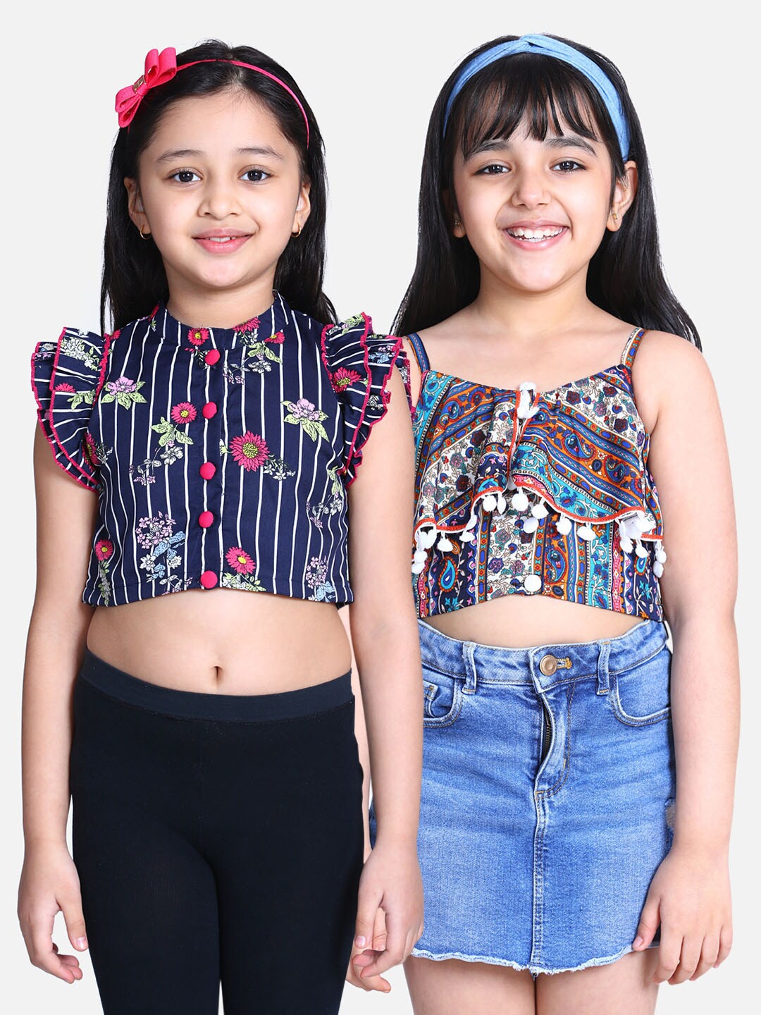 

Cutiekins Pack Of 2 Girls Multicoloured Floral Crepe Regular Crop Top, Multi