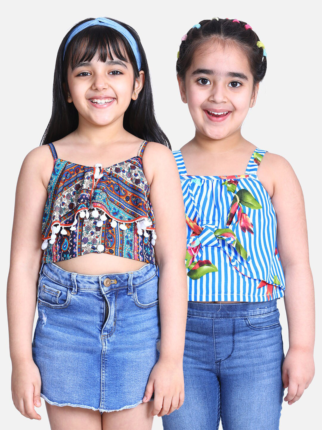 

Cutiekins Pack Of 2 Girls Multicoloured Floral Crepe Regular Crop Top, Multi