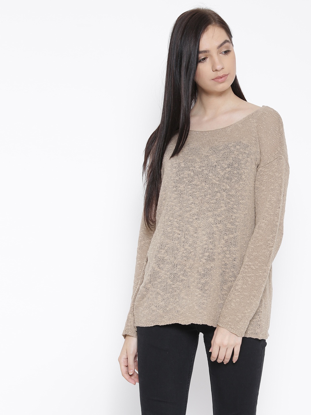 

FOREVER 21 Women Beige Self-Design Top
