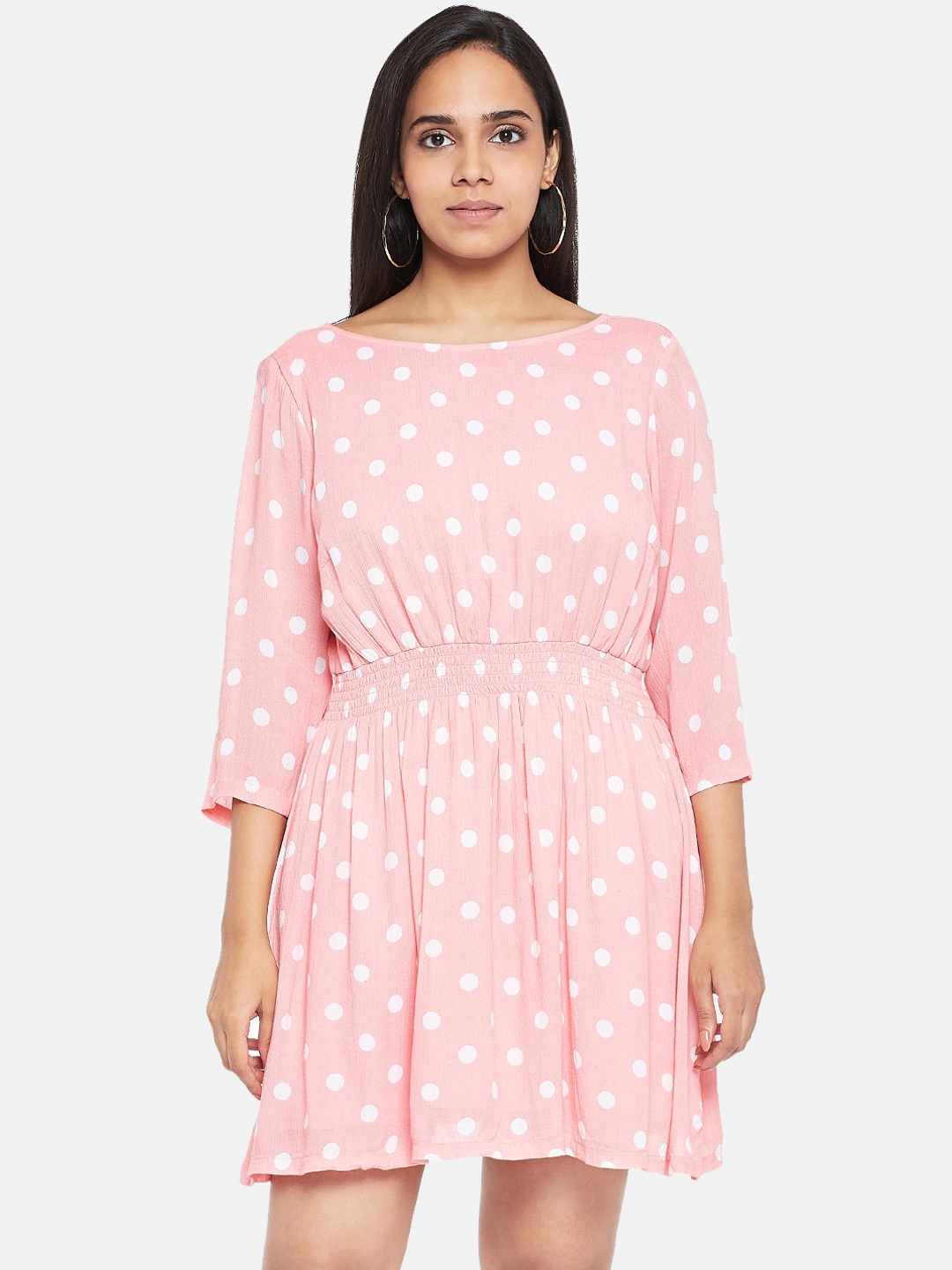 

People Purple & White Polka Dot Printed Dress