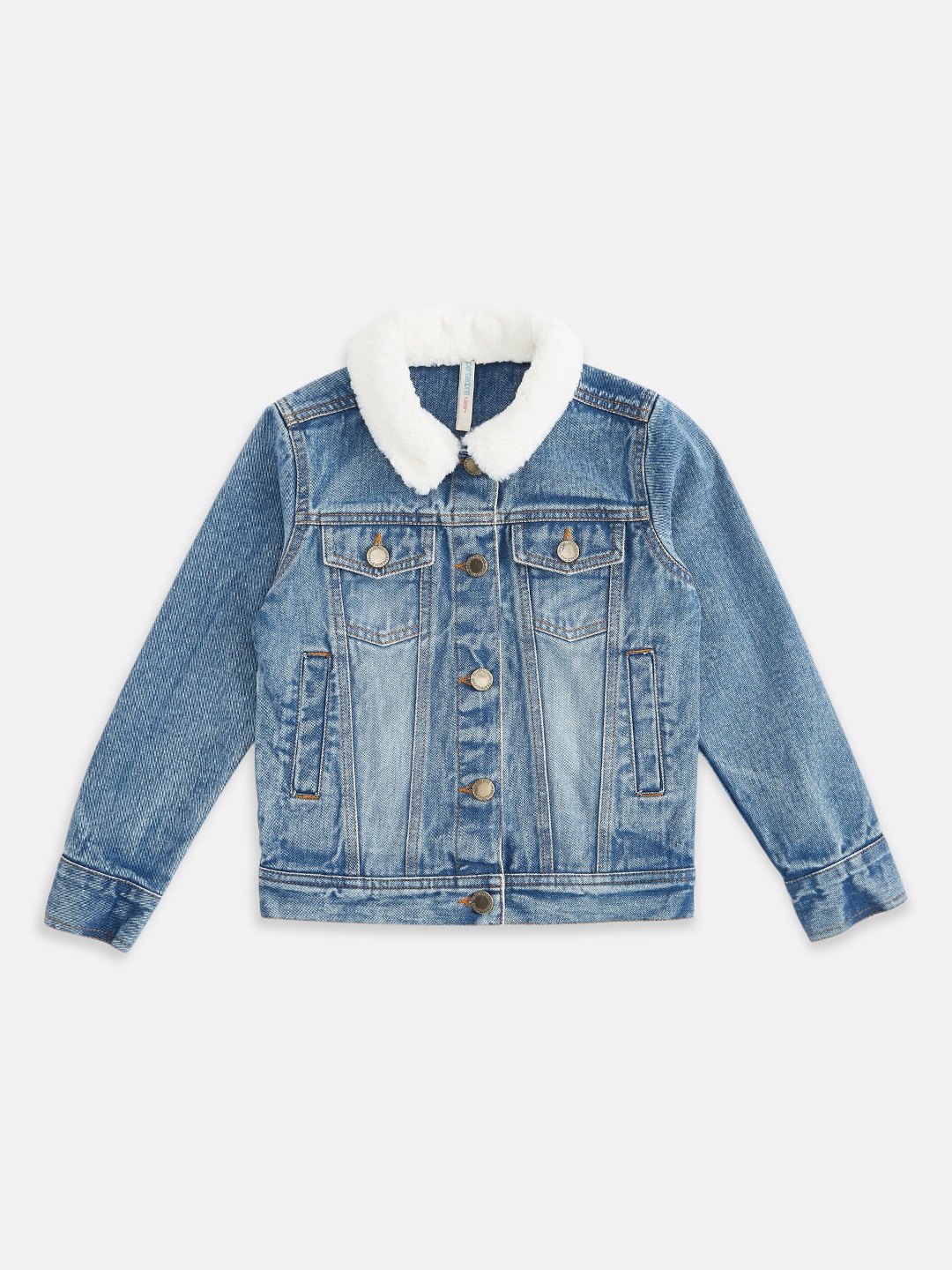 

Pantaloons Junior Girls Blue Washed Denim Jacket