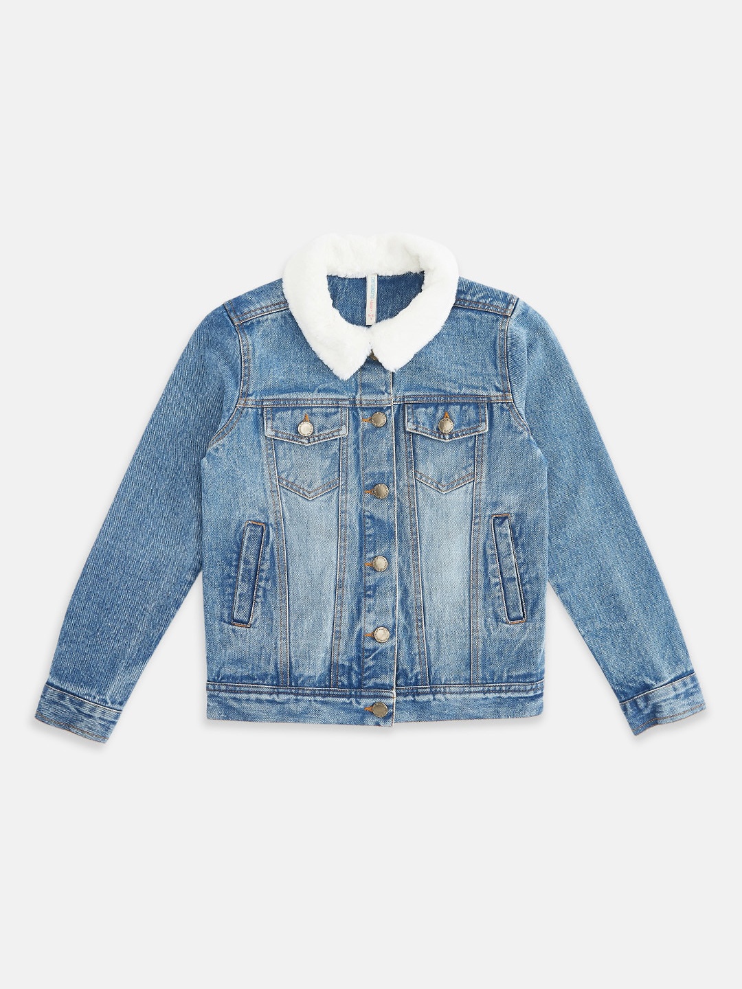 

Pantaloons Junior Girls Blue Washed Denim Jacket