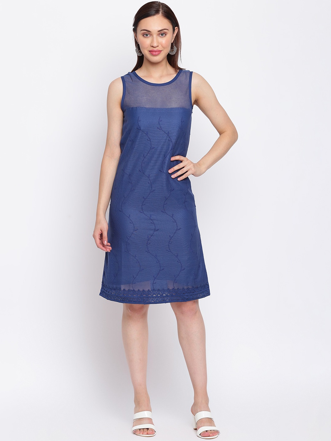 

IMARA Woman Navy Blue Liva Ethnic A-Line Dress