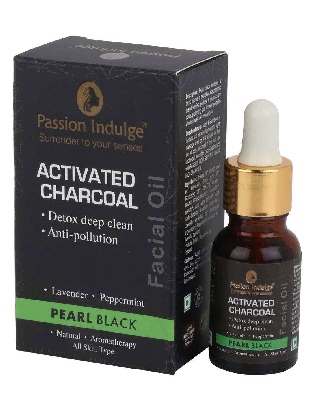 

Passion Indulge Unisex Charcoal Activated Pearl Black Face Oil Serum- 10 ml, White