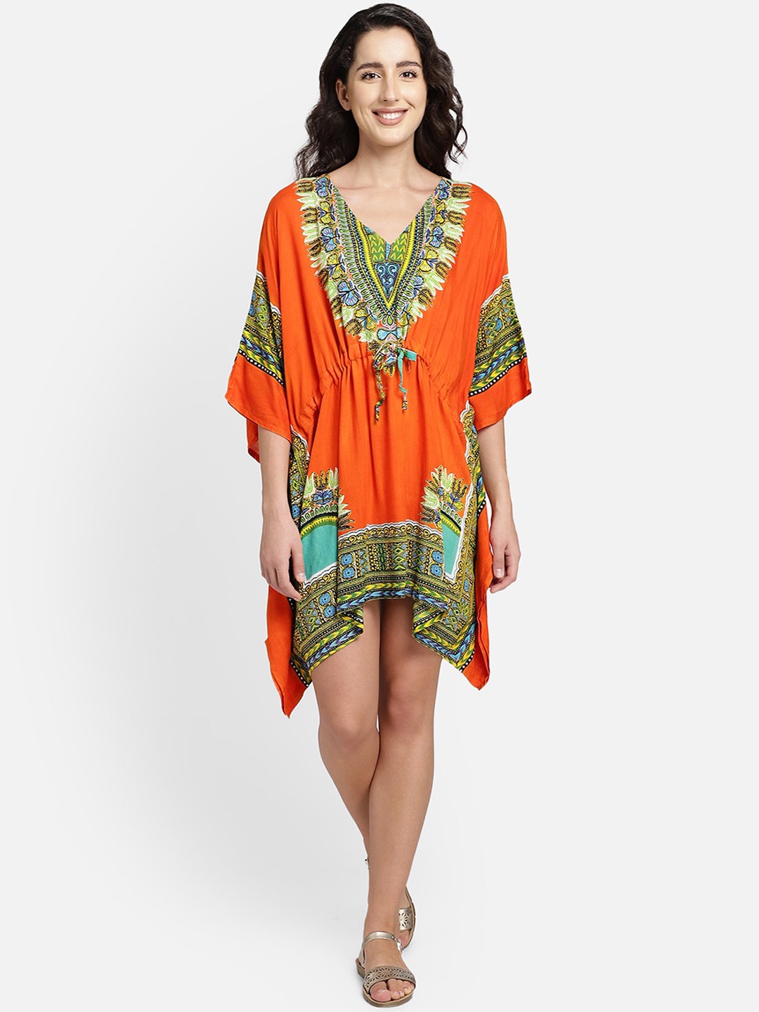 

Aditi Wasan Orange Floral Kaftan Dress
