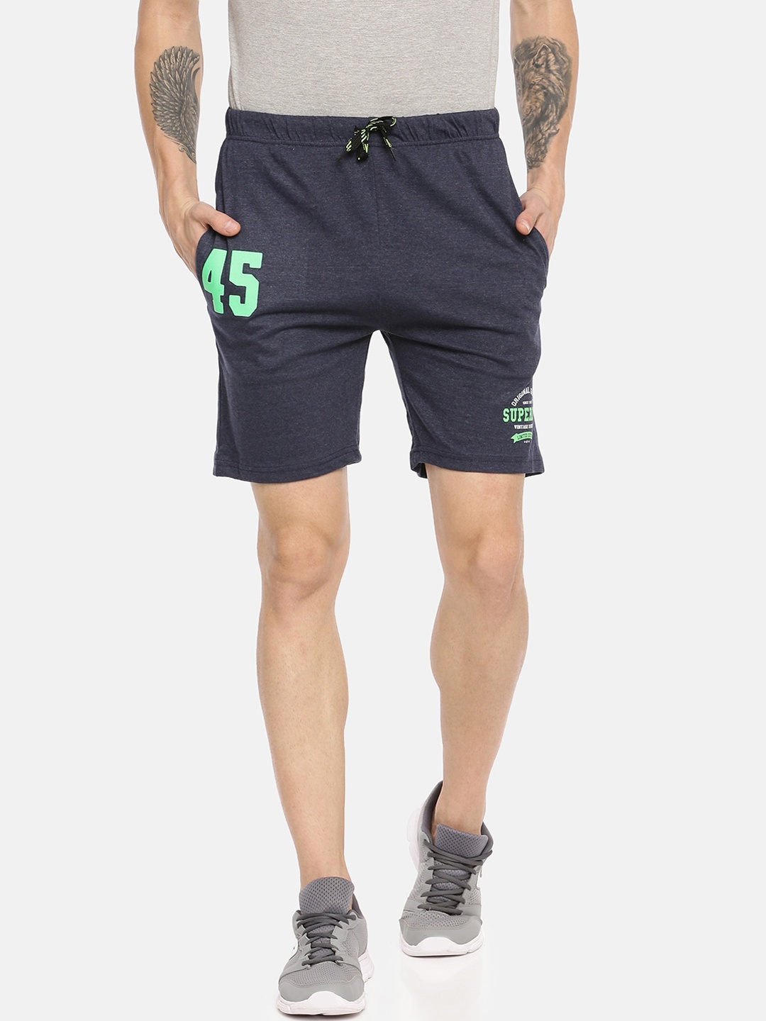 

ARDEUR Men Navy Blue Cotton Regular Shorts