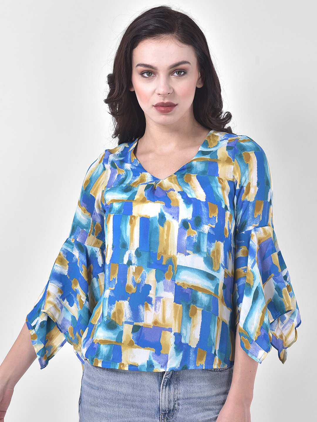 

Latin Quarters Blue Abstract Print Regular Top