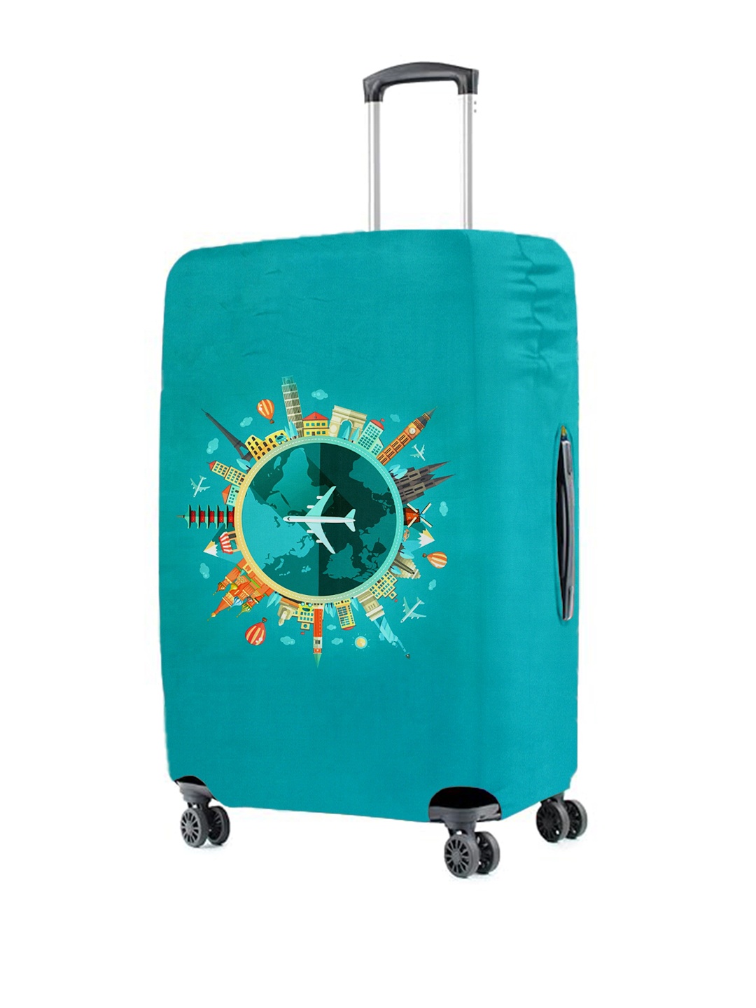 

Cortina Turquoise Printed Protective Small Trolley Bag Cover, Blue