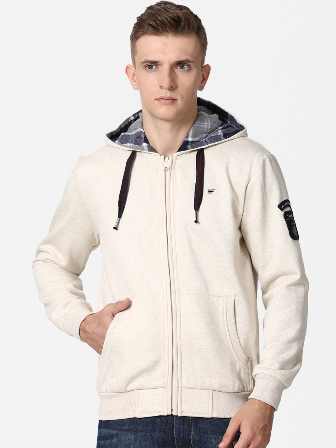 

t-base Men Beige Hooded Sweatshirt