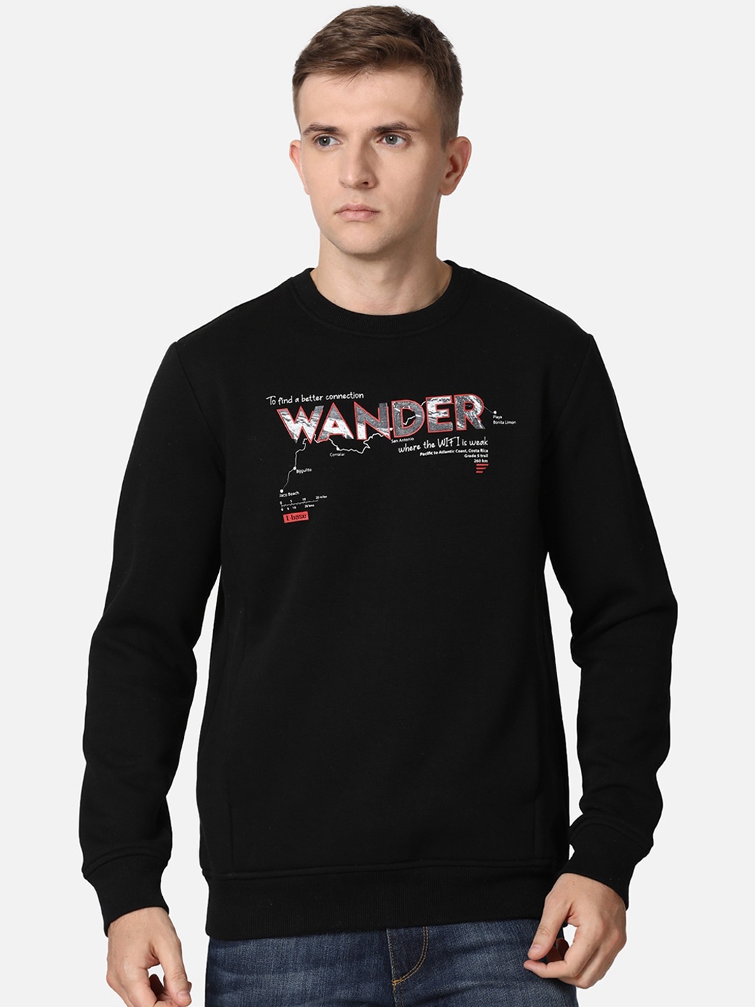 

t-base Men Black Printed Sweatshirt