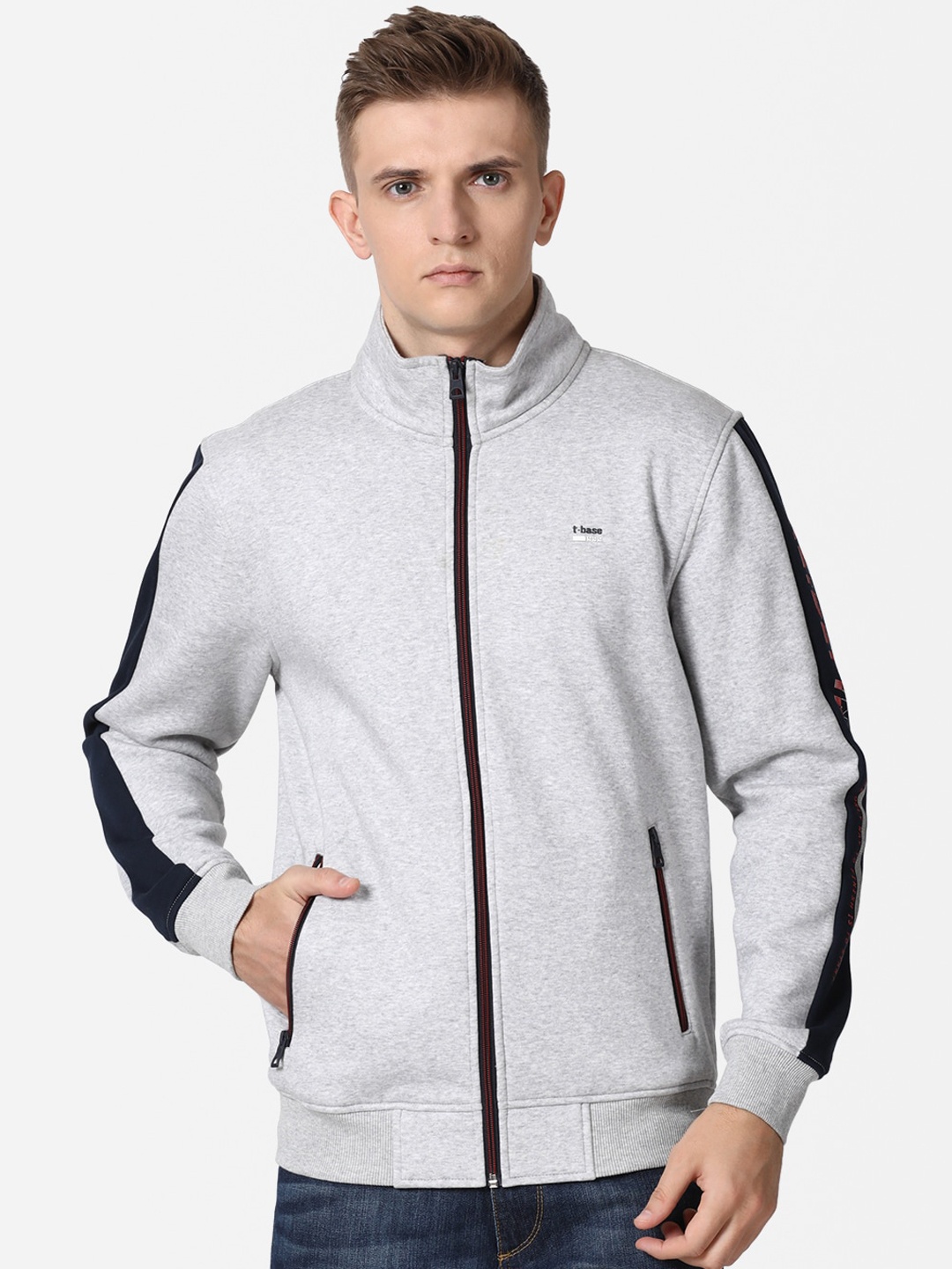 

t-base Men Grey Melange Cotton Sweatshirt
