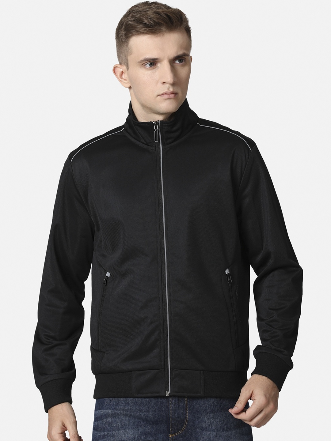 

t-base Men Black Front-Open Sweatshirt