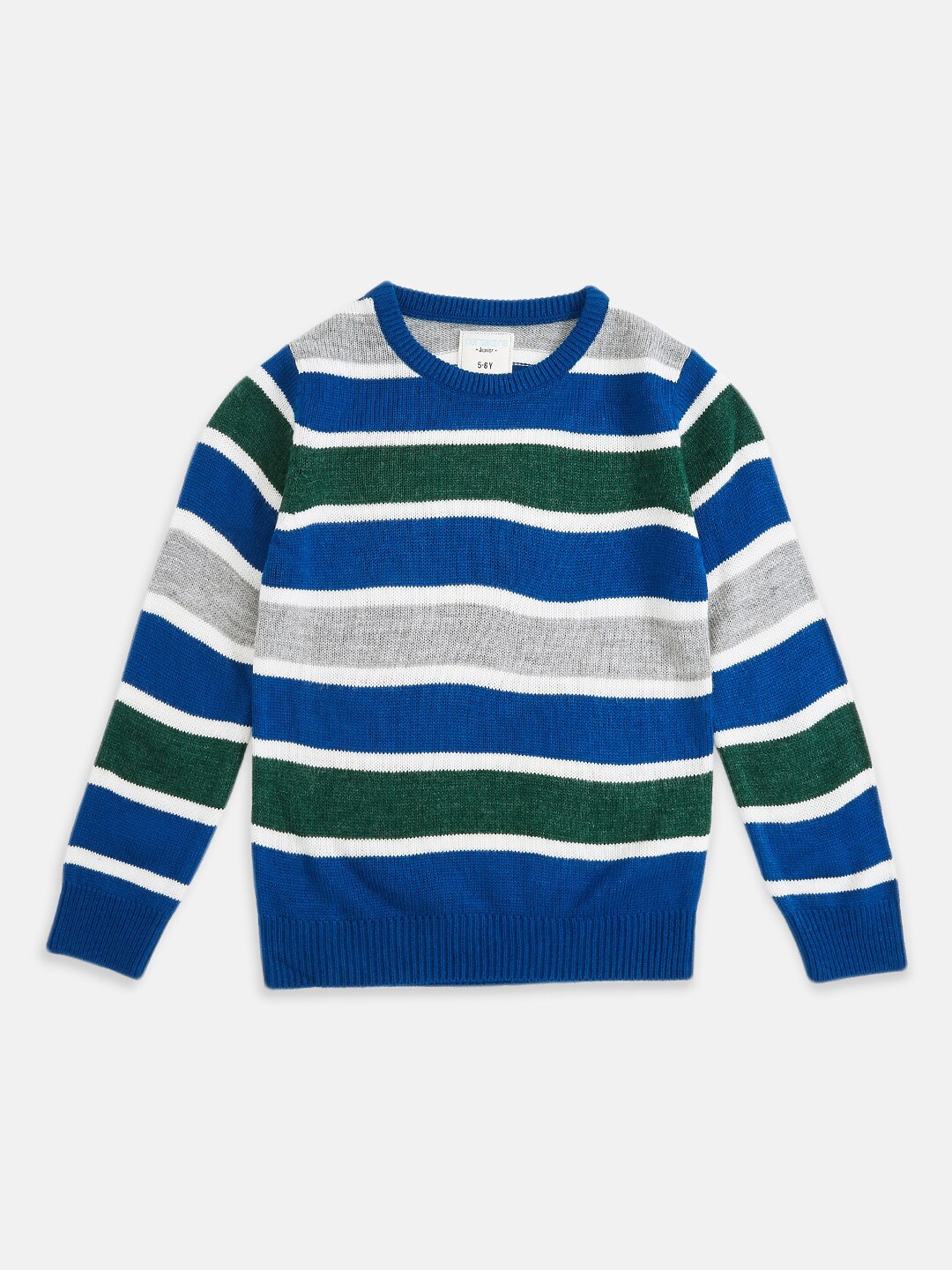 

Pantaloons Junior Boys Grey & Blue Striped Sweater, Grey melange