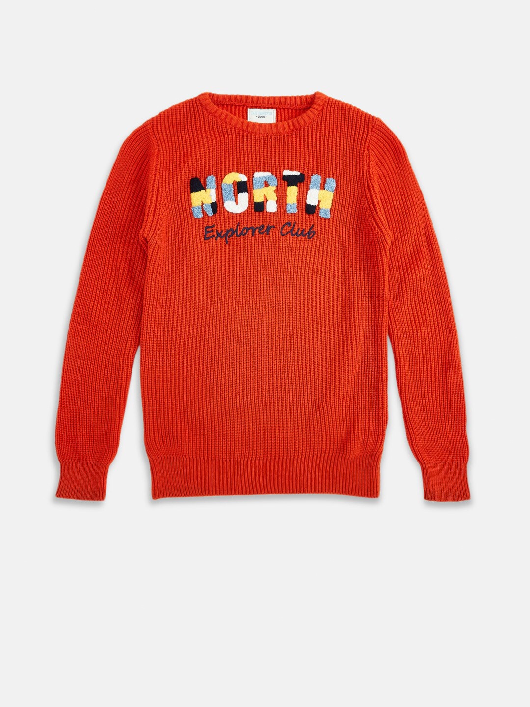 

Pantaloons Junior Boys Rust & Yellow Typography Printed Pullover