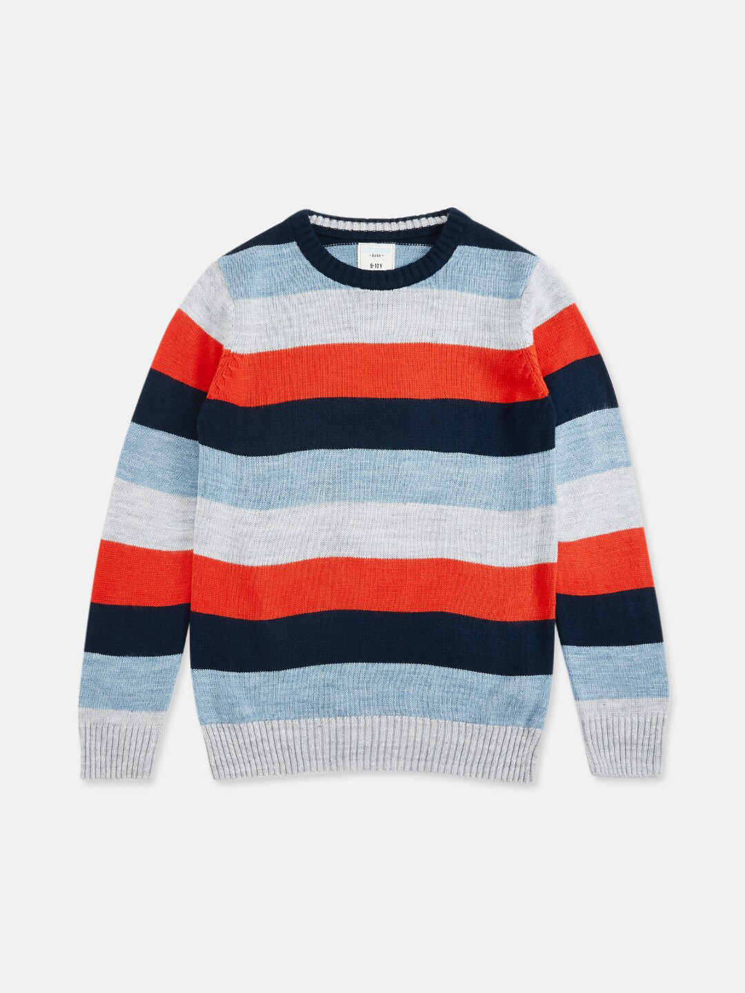 

Pantaloons Junior Boys Rust & Navy Blue Striped Pullover