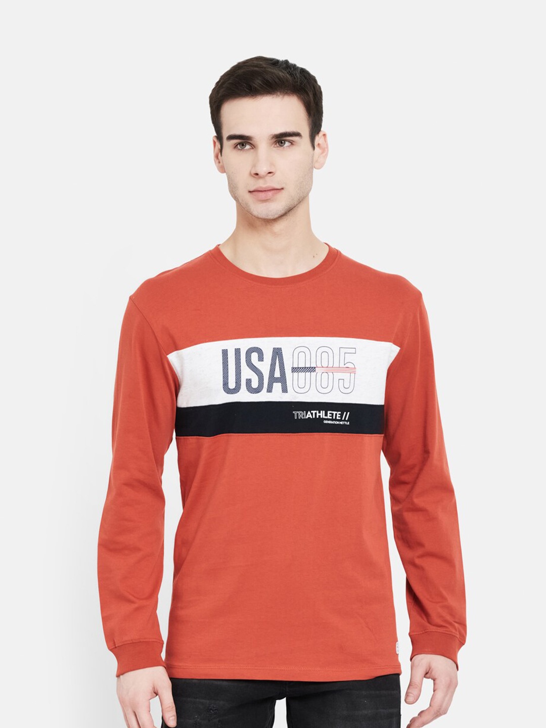 

METTLE Men Orange Typography Printed T-shirt