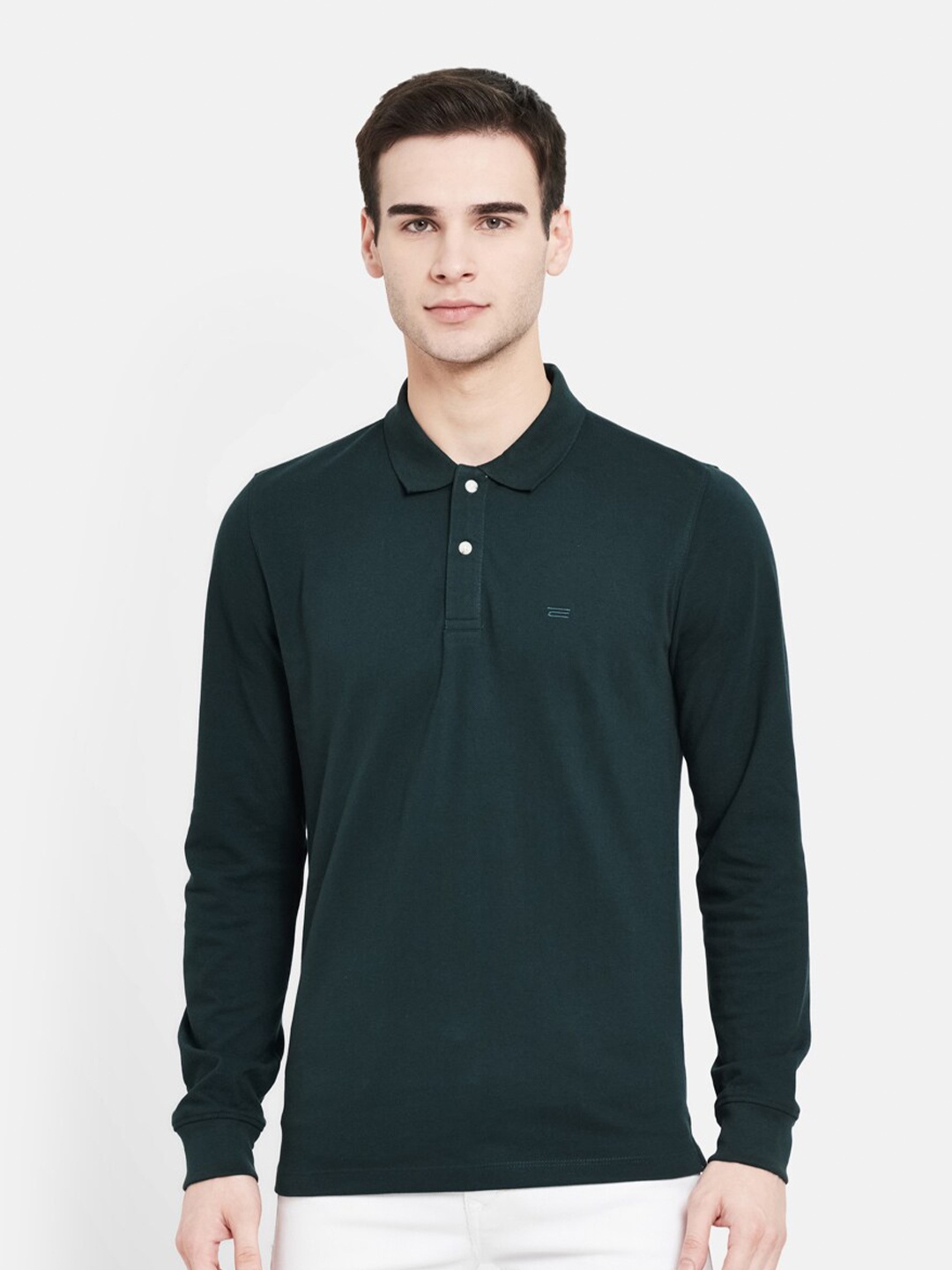 

METTLE Men Green Polo Collar T-shirt