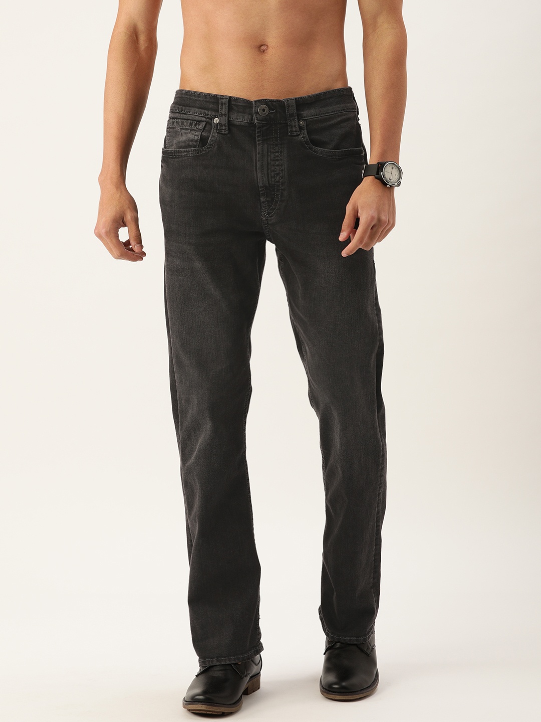

Flying Machine Men Black Mid-Rise Bruce Fit Light Fade Jeans