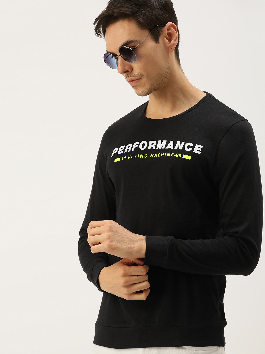 

Flying Machine Men Black Typography Printed Pure Cotton T-shirt