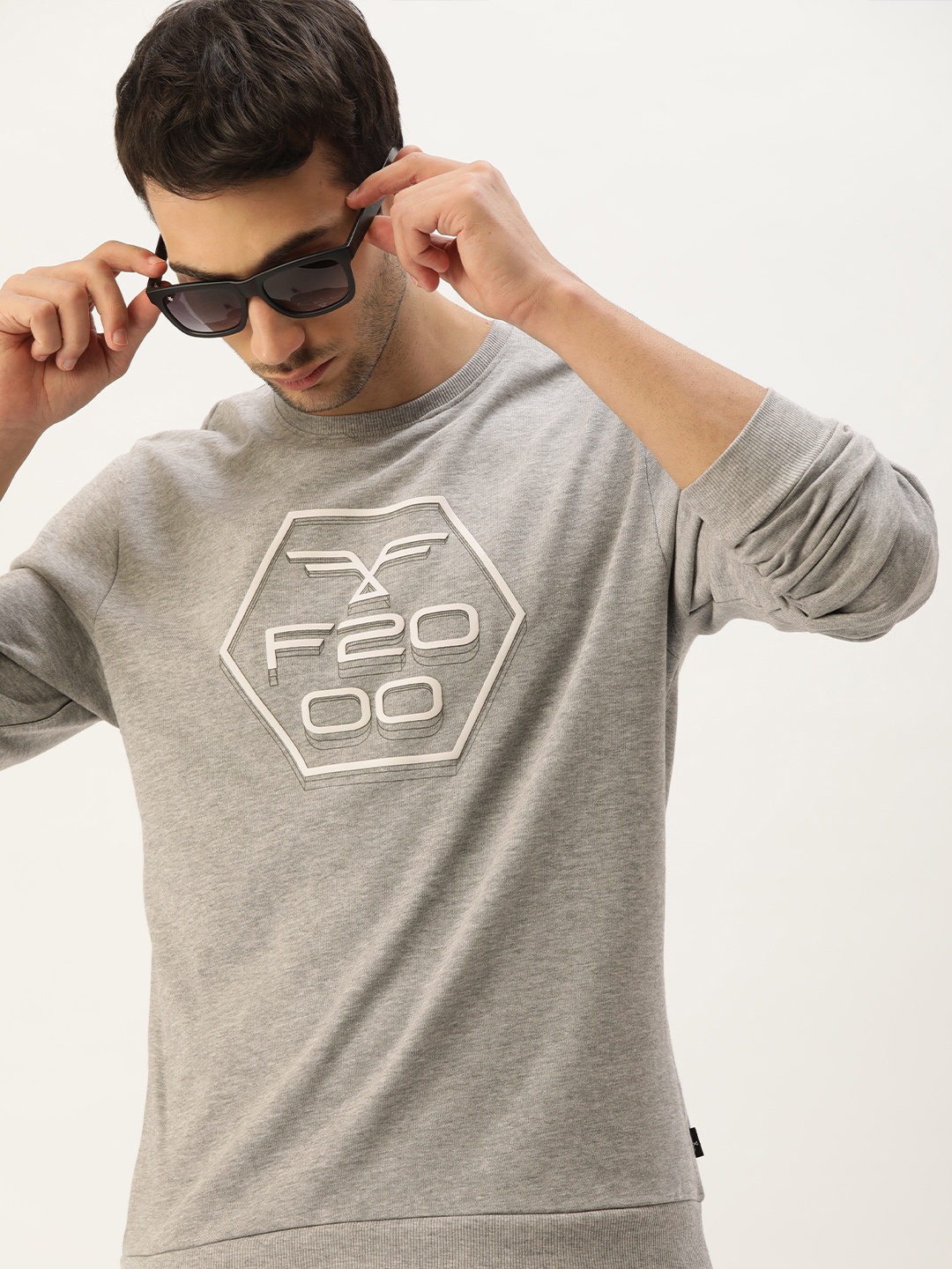 

Flying Machine Men Grey Printed Sweatshirt