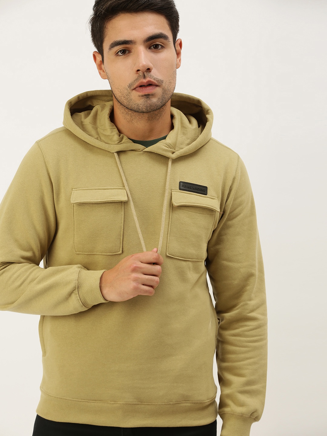 

Flying Machine Men Khaki Hooded Sweatshirt