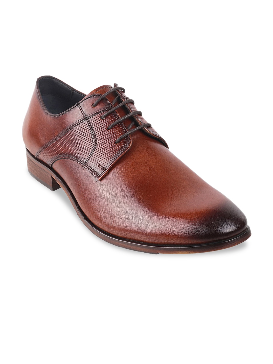 

J.FONTINI Men Brown Leather Textured Formal Derbys
