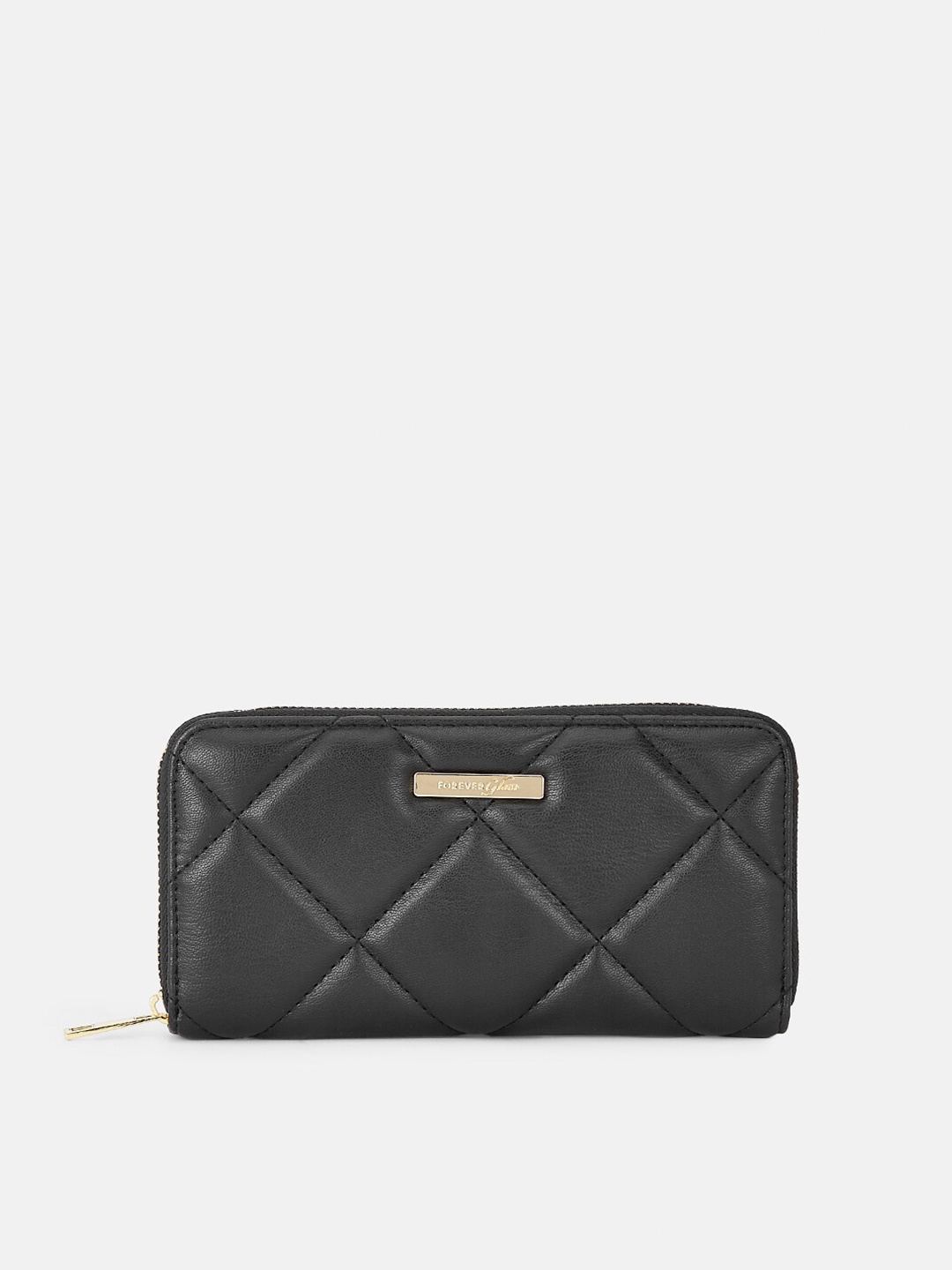 

Forever Glam by Pantaloons Women Black Quilted Zip Around Wallet