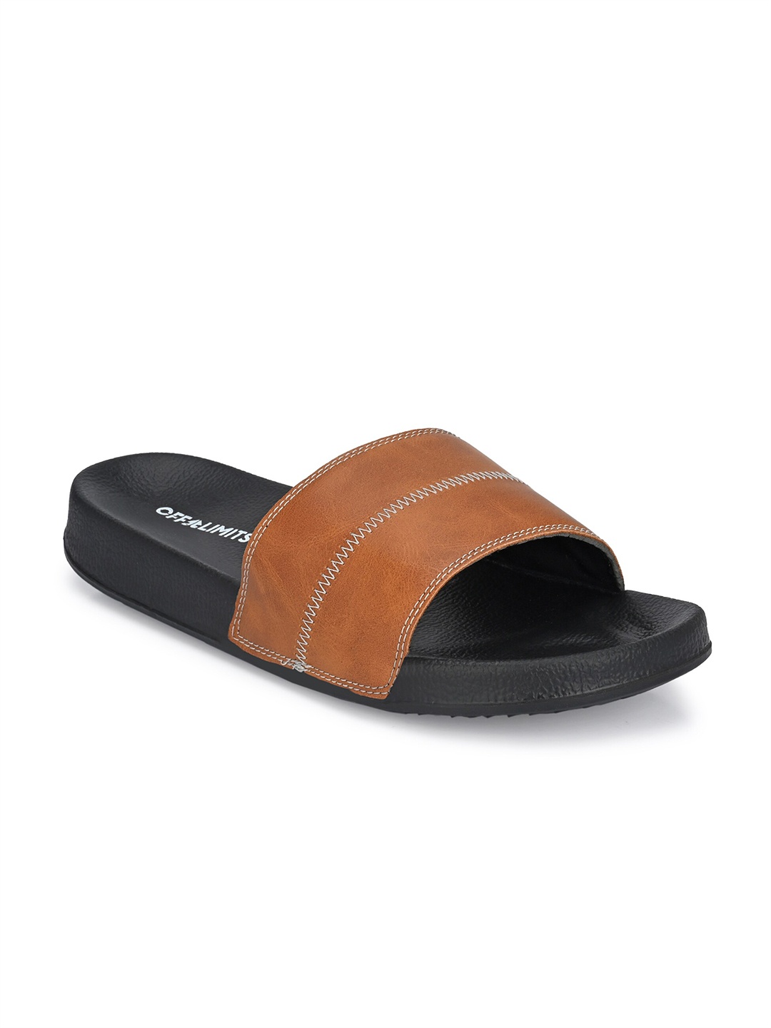 

OFF LIMITS Men Tan Brown Rubber Sliders