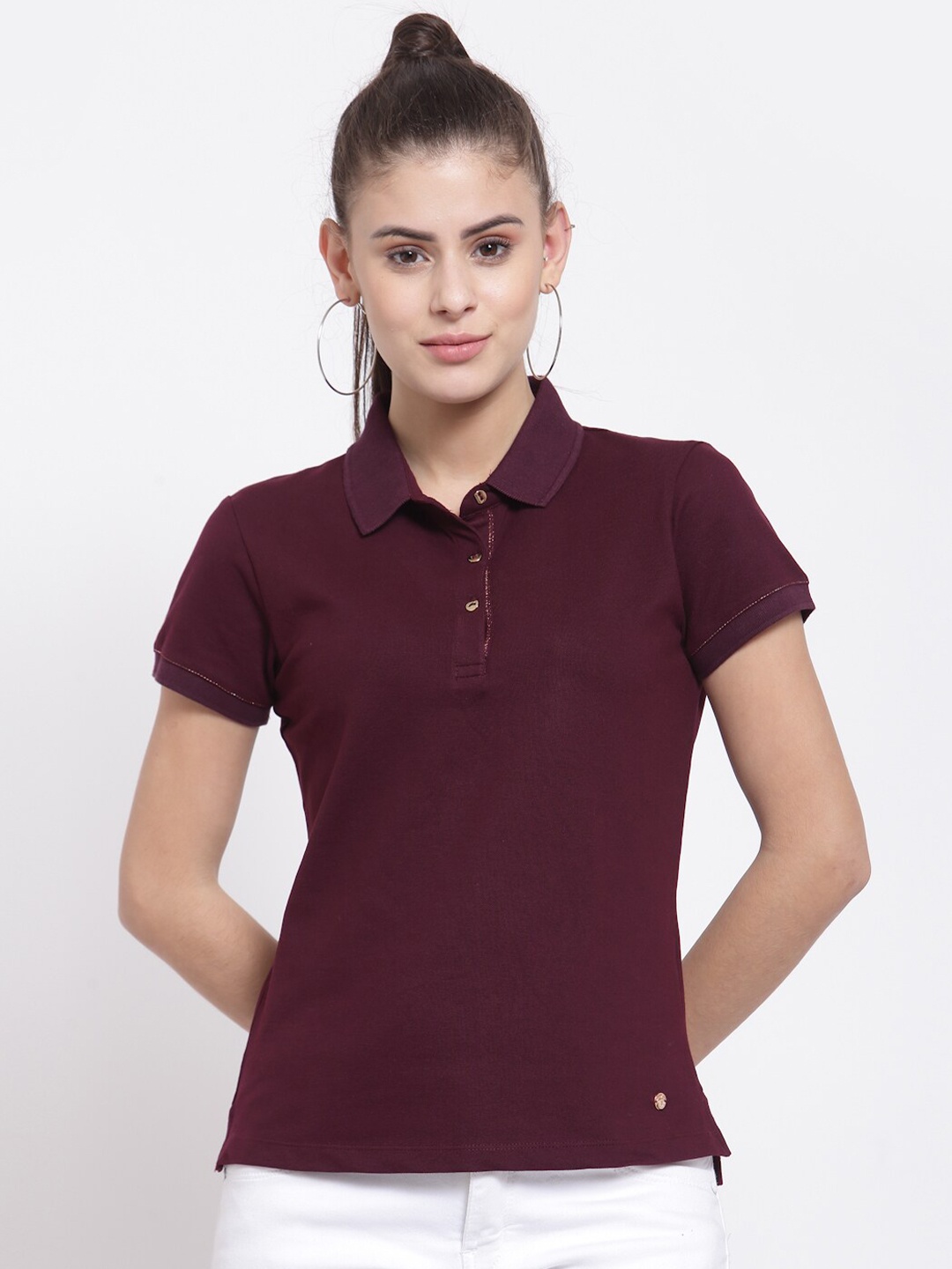 

Juelle Women Maroon Polo Collar T-shirt