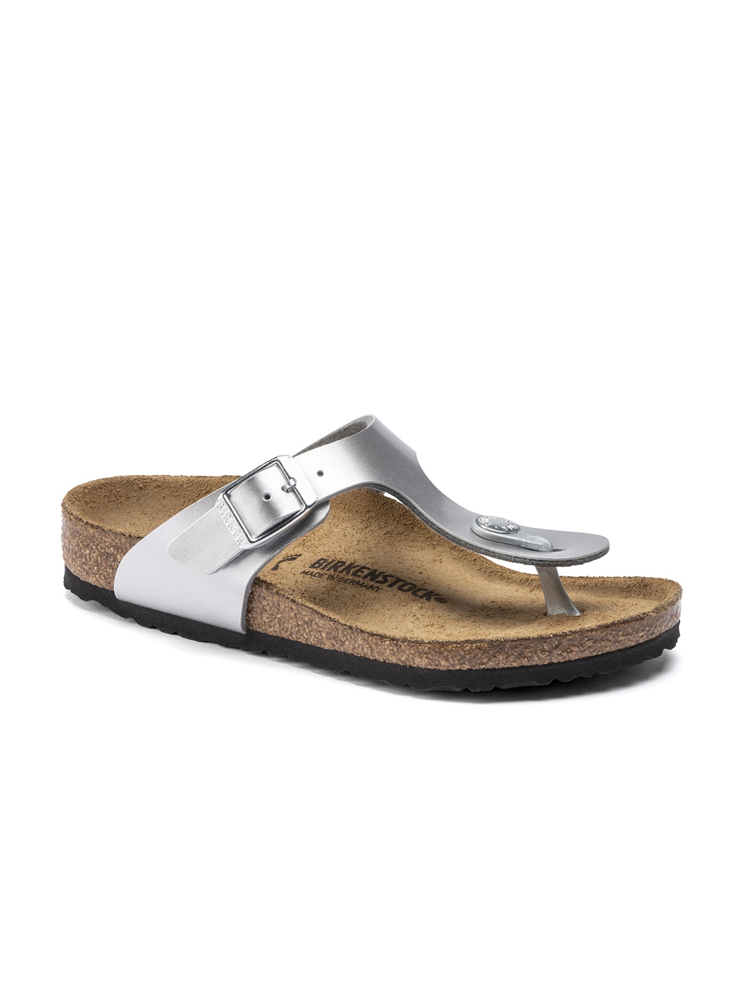 

Birkenstock Gizeh Electric Metallic Silver Narrow Width Birko-Flor Thong Sandals